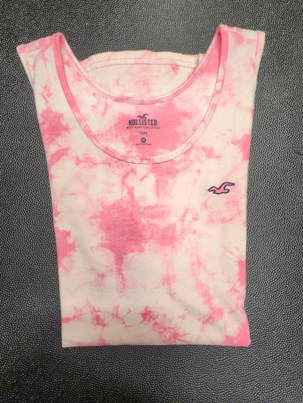 Hollister Pink and White Tie-Dye Tank Top.